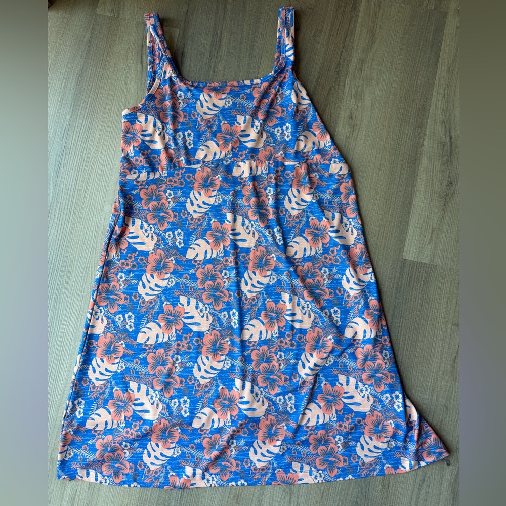 Columbia PFG Blue Floral Tropical Tank Dress